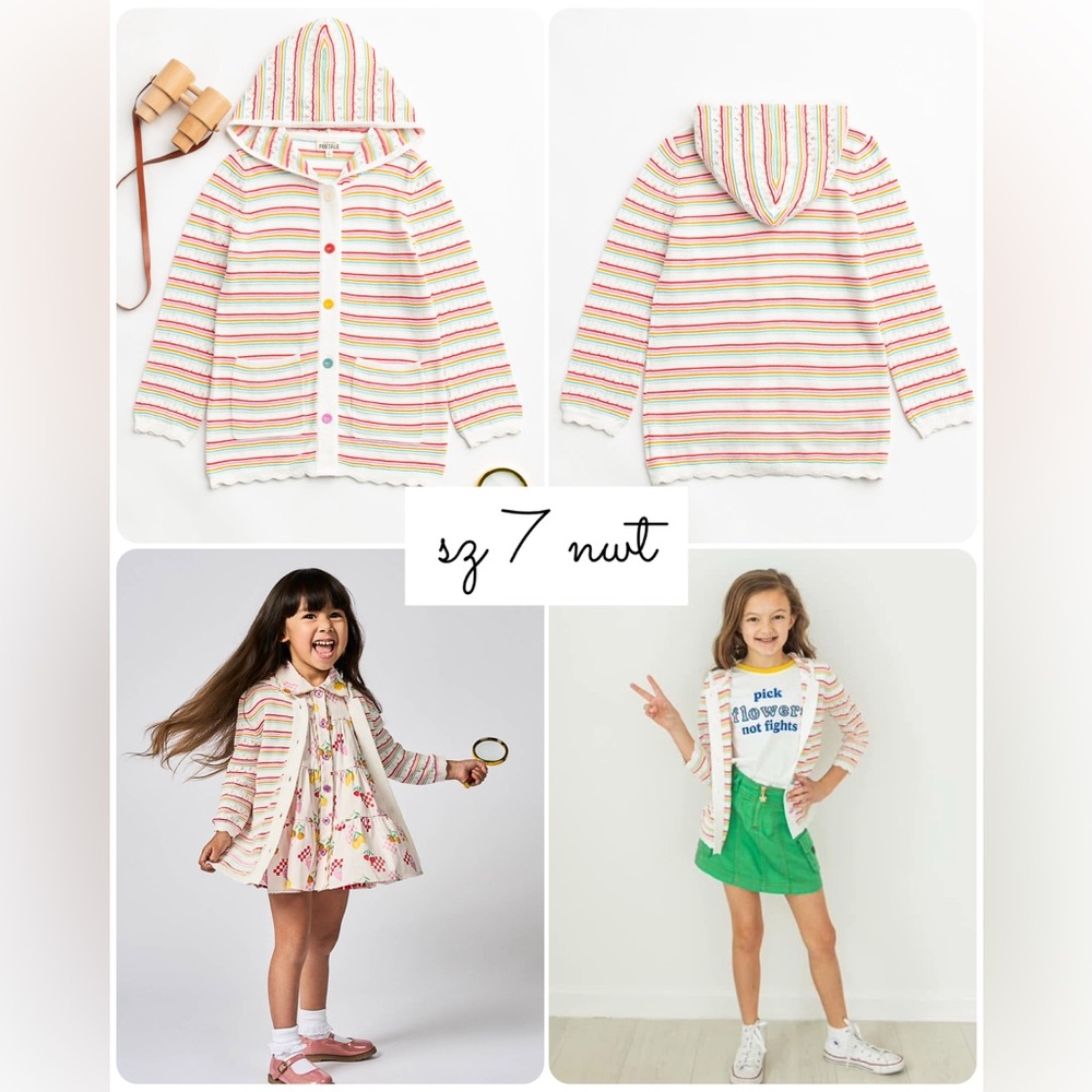 Sz 7 Finding Foxtale Snow Cone striped Cardigan NWT Wildflowers Matilda Jane